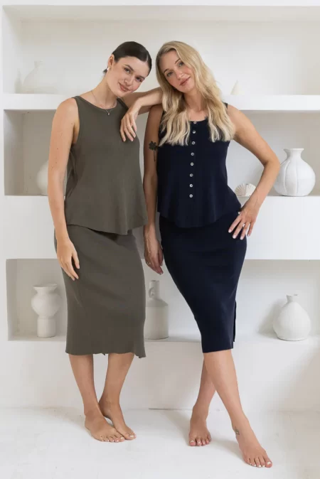 Olive Basics Sarah Reversible Button Tank - Image 9