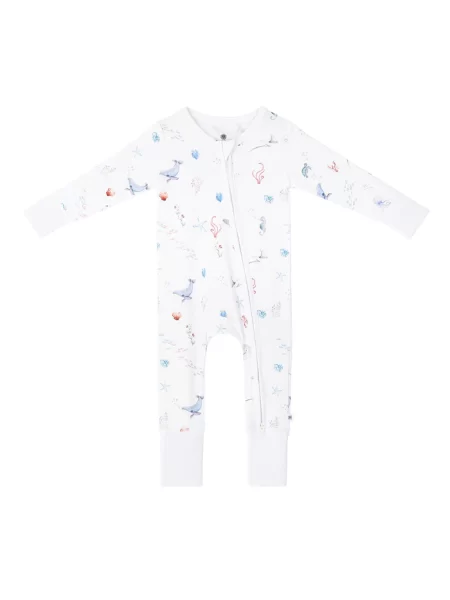 Malabar Baby Onezip Bamboo Romper in Under the Sea - Image 2