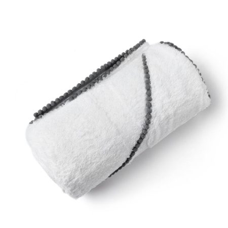 Malabar Baby Bamboo Cotton Pom Pom Hooded Towel in Grey