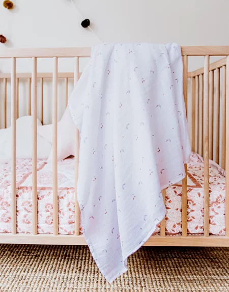Malabar Baby Organic Swaddle in Star & Moon - Image 3